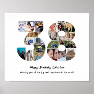 38e Verjaardagsfeest Nummer 38 Fotocollage Poster