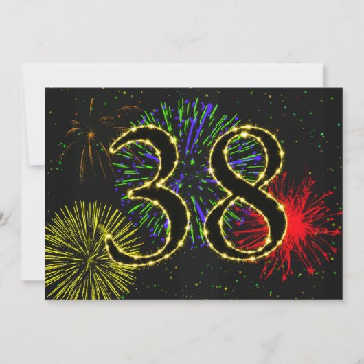 38e verjaardagsfeestje uitnodigen kaart (Voorkant)
