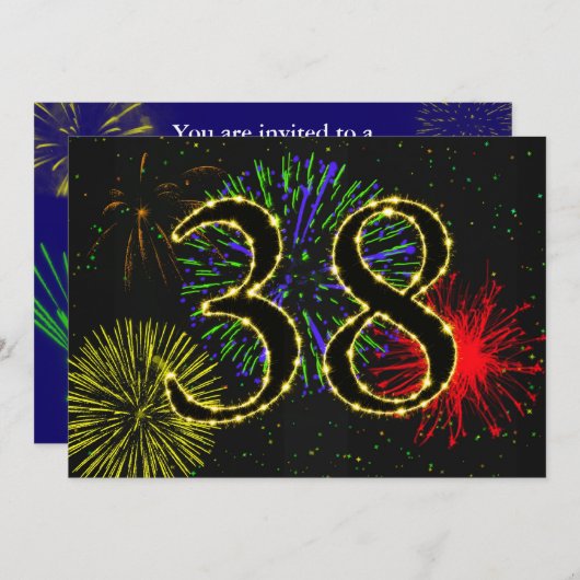 38e verjaardagsfeestje uitnodigen kaart (Voorkant / Achterkant)