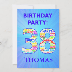 38th Birthday Party Invitation Voeg een naam toe Kaart