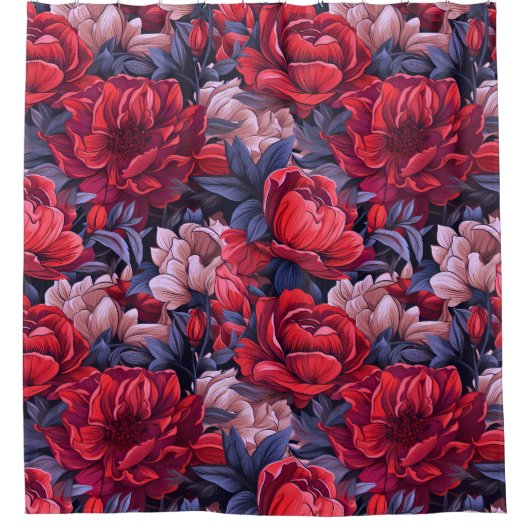 #39 Bloemen patroon Douchegordijn (Voorkant)