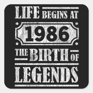 39 jaar oud 1986 Geboorte van de legende 39e verja Vierkante Sticker