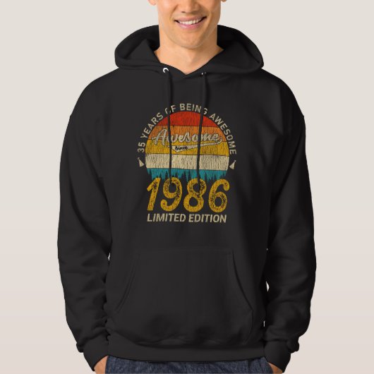 39 jaar oud 1986 Retro Geweldige 39ste verjaardag Hoodie (Voorkant)