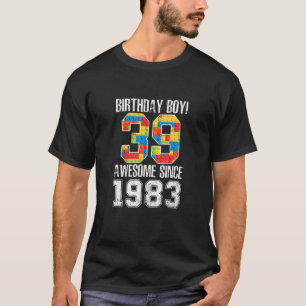 39 jaar oud blokgebouw Geweldige 1983 39e geboorte T-shirt