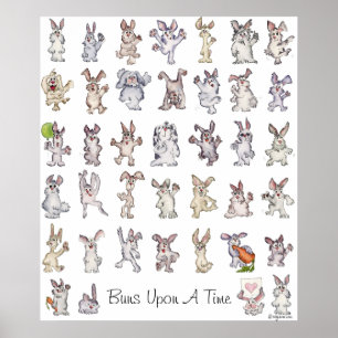 39 Lapins de Dessin Animé Mignons Impression de Po