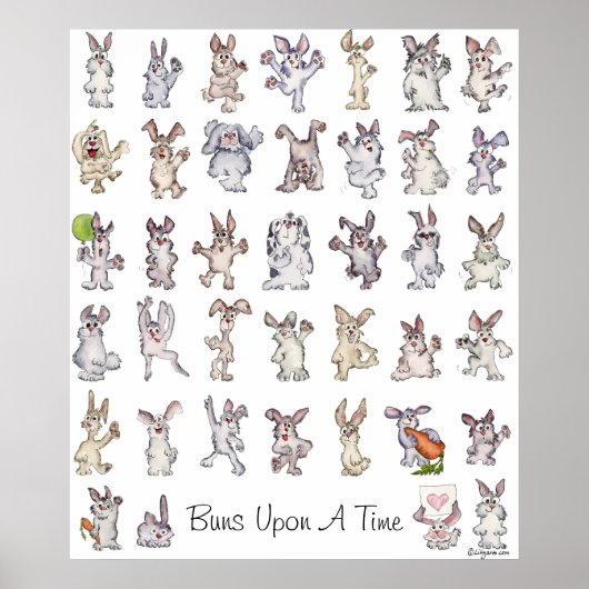 39 Mooie Tekenfilmkonijnen Sierlijke Poster Nurser (Voorkant)
