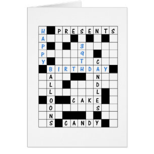 39e anniversaire, Crossword Puzzle carte d'anniver