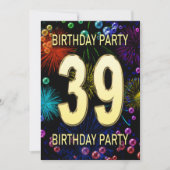 39e anniversaire Invitation fête feux d'artifice (Devant)