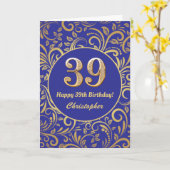39e anniversaire Marine bleu et or modèle floral (Fleur jaune)
