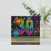 39e fête d'anniversaire Invitation avec bulles (Debout devant)