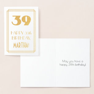 39e verjaardag: Art Deco Geïnspireerde look "39" e Folie Kaarten