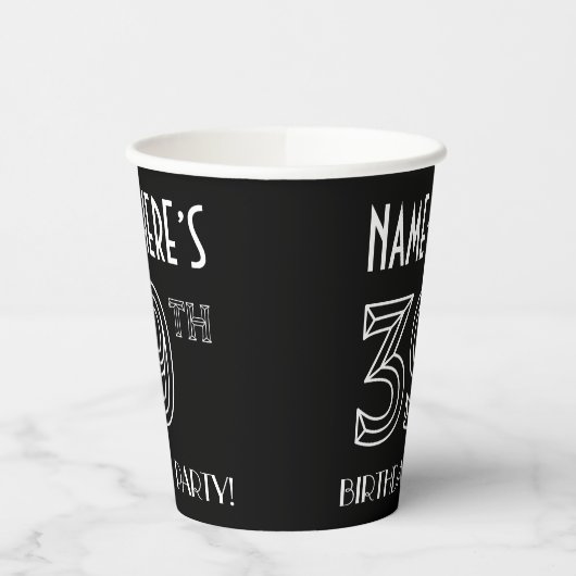 39e verjaardag: Art Deco Style + aangepaste naam Papieren Bekers (Links)
