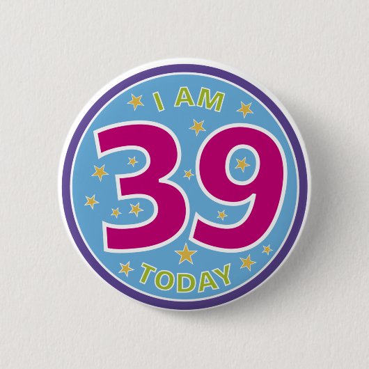 39e verjaardag badge ronde button 5,7 cm (Voorkant)