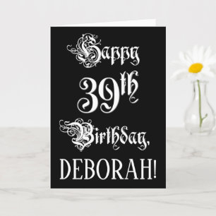 39e verjaardag: Fancy, elegant script + aangepaste Kaart