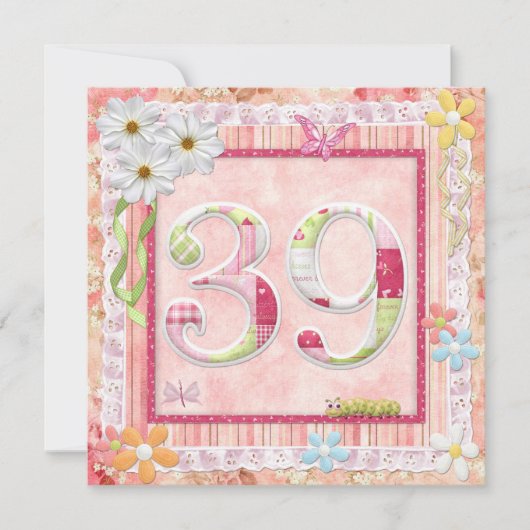 39e verjaardag feest scrapbooking stijl kaart (Voorkant)