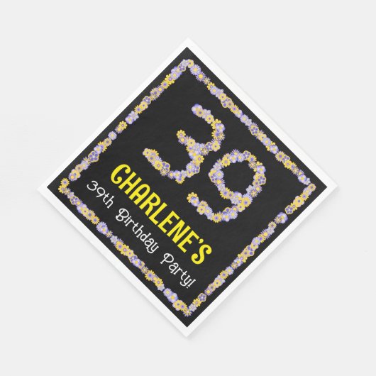 39e verjaardag: Floral Flowers Number, Custom Name Servet (Hoek)