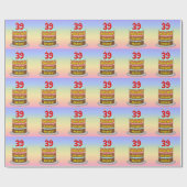 39e verjaardag: Fun Cake and Candles + Custom Name Cadeaupapier (Vlak)