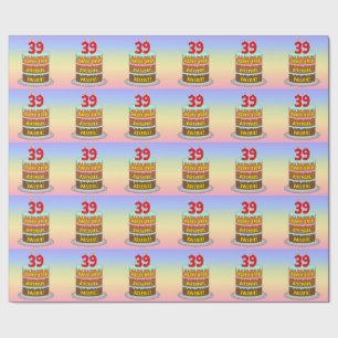 39e verjaardag: Fun Cake and Candles + Custom Name Cadeaupapier