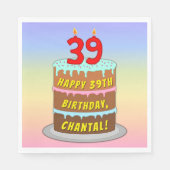 39e verjaardag: Fun Cake and Candles + Custom Name Servet (Voorkant)