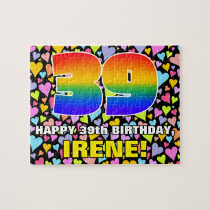 39e verjaardag — Fun, liefhebbende hartvormen + "3 Legpuzzel