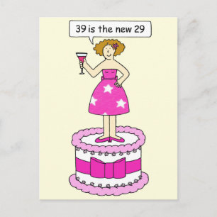 39e verjaardag Humor voor haar dame op een taart Briefkaart