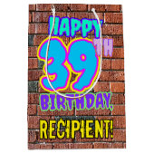 39e verjaardag: Leuk, Urban Graffiti geïnspireerd  Medium Cadeauzakje (Voorkant)