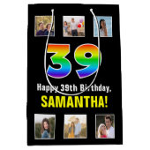 39e verjaardag: Regenboog "39", aangepaste foto's  Medium Cadeauzakje (Voorkant)