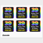 39e verjaardag: Regenboogspectrum # 39, Aangepaste Vierkante Sticker (Vel)