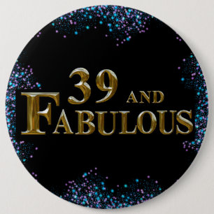 39e verjaardag  ronde button 6,0 cm