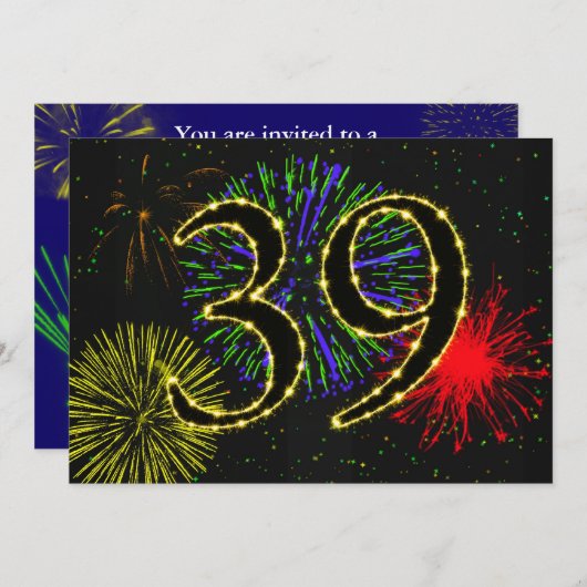 39e verjaardag uitnodigen kaart (Voorkant / Achterkant)