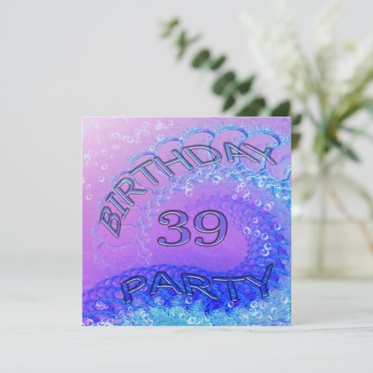 39e verjaardag uitnodiging, Abstract en bubb Kaart (Staand voorkant)