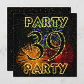 39e verjaardag uitnodiging met vuurwerk (Voorkant / Achterkant)