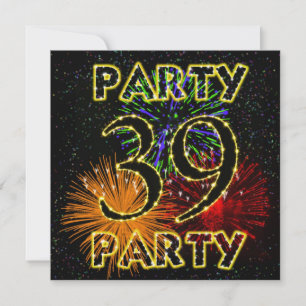 39e verjaardag uitnodiging met vuurwerk