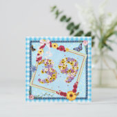 39e verjaardag Uitnodigingsbloemen, vlinders Kaart (Staand voorkant)