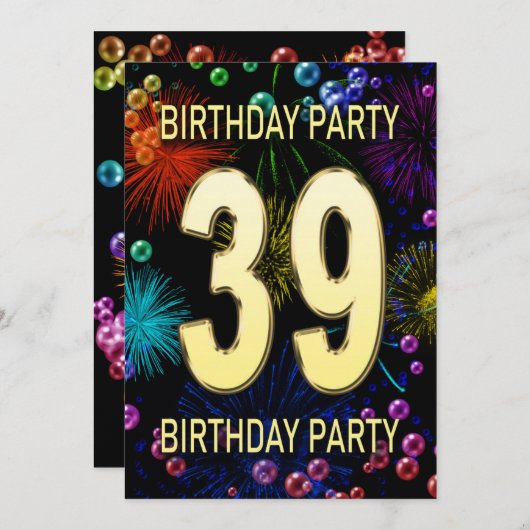 39e verjaardag van het Vuurwerk van de Uitnodiging (Voorkant / Achterkant)