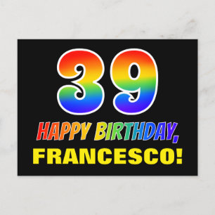 39e verjaardag: Vet, Vun, eenvoudig, regenboog 39 Briefkaart