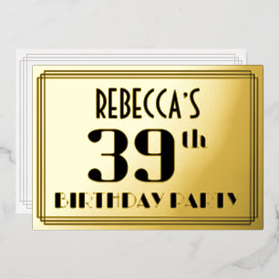 39e verpartij: Art Deco-uitstraling “39” en naam Folie Uitnodiging