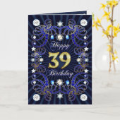 39ème anniversaire carte avec des masses de bijoux (Fleur jaune)