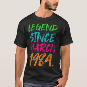 39ste verjaardag geschenken - legende sinds maart t-shirt
