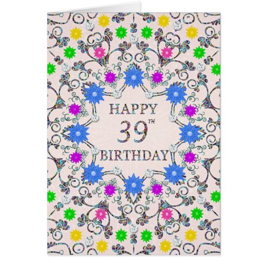 39th Birthday Abstract Flowers (Voorkant)