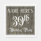 39th Birthday Party — Fancy script, Faux Wood Kijk Servet (Voorkant)