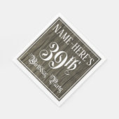 39th Birthday Party — Fancy script, Faux Wood Kijk Servet (Hoek)