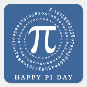 3.14 Aantal Spiraalblauw Gelukkige Pi Dag Vierkante Sticker