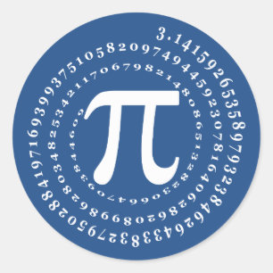 3.14 Aantal Spiraalvormige Blauwe Pi Dag Ronde Sticker