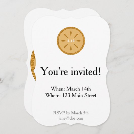 3.14 Pie met Pi-roestuitnodiging Kaart (Voorkant / Achterkant)