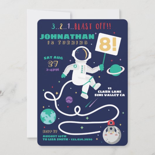 3 2 1 Afgelopen vrijdag: astronaut ruimtethema Kaart (Voorkant)