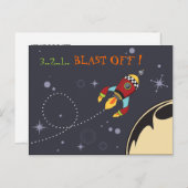 3,2,1 Blast Off, retro rocket Carte postale (Devant / Derrière)