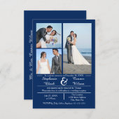 3/4 Photos Bleu vertical - Faire-part Mariage 3x5 (Devant / Derrière)