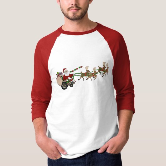 3/4 Sleeve T-Shirt - Wheelchair Santa (Devant)