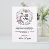 3,5 x5 Butterfly Floral Funeral Hartelijk dank Bedankkaart (Staand voorkant)